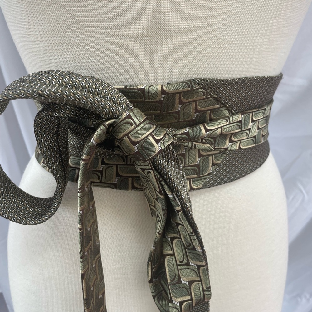 Custom handmade necktie obi wrap belt